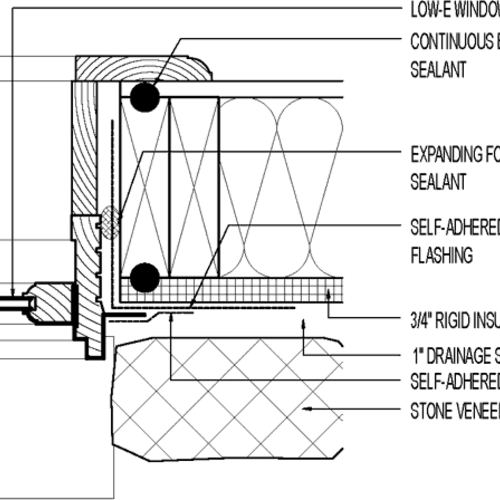 Flanged Window at Jamb. Exterior Foam Sheathing; Stone Veneer Siding ...