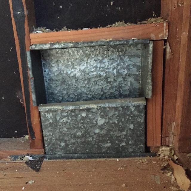 Supply duct boot in an exterior wall, uninsulated [Photo credit: Energy Vanguard]