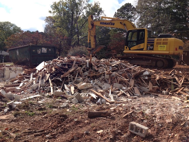 A former house, now a pile of rubble, also known as a teardown