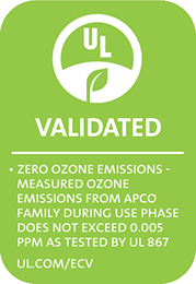 UL validated ozone free label for APCO-X UV lamps by Fresh Aire UV