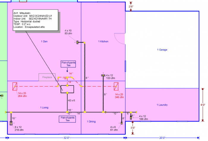 The common area zone with an 18 kBTU/hr ducted mini-split air handler