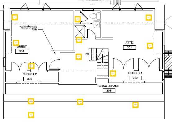 Diagram showing the location of data loggers in attic insulation
