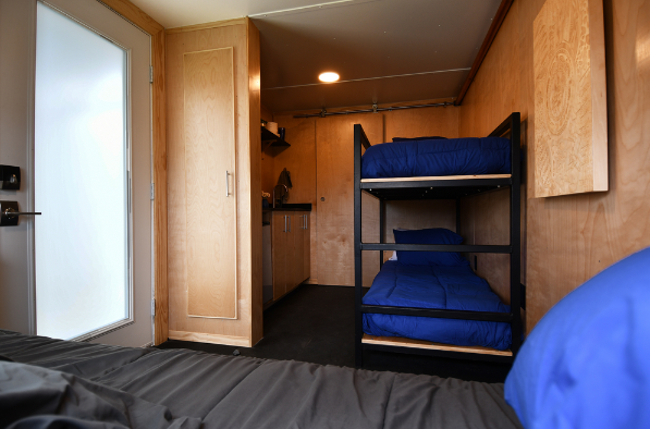 Interior sleeping accomodations and kitchenette