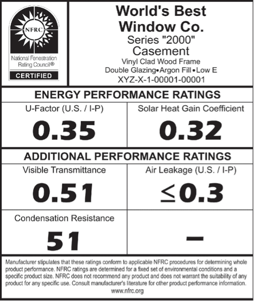 Window Rating Label
