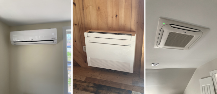 Three types of ductless units